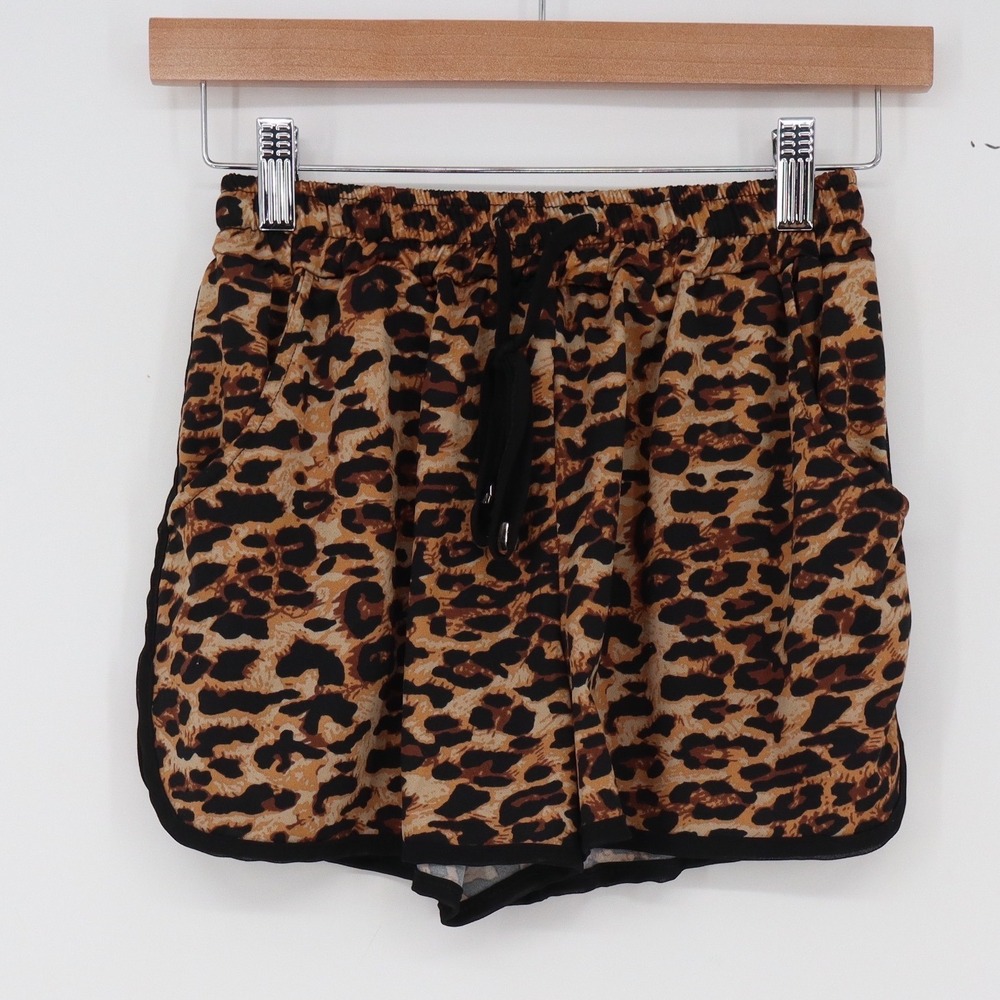 Unbranded Shorts Womens M Dolphin Leopard Print Brown Drawstring Excellent